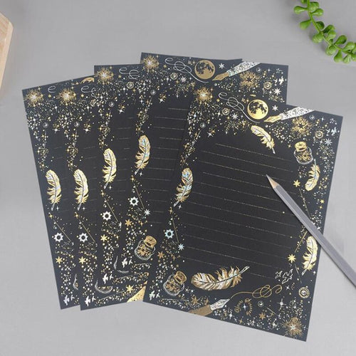 8 Stück/Set Vintage Vergoldung Feder Stern Musik Briefpapier Set Schreibwaren Briefe Hochzeit Mini-Umschläge für Einladungen