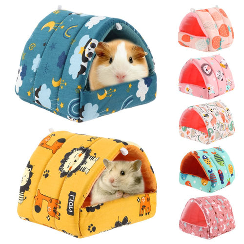 Cute Winter Rabbit Squirrel Mini Cage Guinea Pig Nest Small Animal Sleeping Bed Hamster House Warm Mat