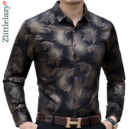 2022 New Social Long Sleeve Maple Leaf Designer Shirts Men Slim Fit Vintage Fashions Men's Shirt Man Dress Jersey Clothing 36565
