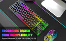 T87 Wireless Keyboard Mouse Set, Rainbow Backlit 2.4G Rechargeable Gaming Keyboard 2400DPI Optical Gaming Mouse with Mouse Pad
