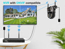 4K 8MP HD WLAN PTZ Kamera Outdoor 4MP Dual-Objektiv Dual-Bildschirm KI Auto-Tracking IP Kamera CCTV Audio Videoüberwachung P2P iCSee
