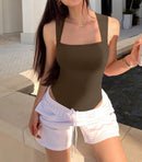 The Muse | Square Collar Sleeveless Bodysuit for Women (High-Waist)