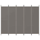 Divider with 5 Anthracite Panels 250x200 cm Fabric Home decoration products, partition screens, privacy screens