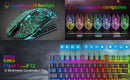 T87 Wireless Keyboard Mouse Set, Rainbow Backlit 2.4G Rechargeable Gaming Keyboard 2400DPI Optical Gaming Mouse with Mouse Pad