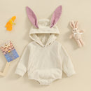 The Bunny Mile | Corduroy Hooded Bunny-Ear Romper for Babies