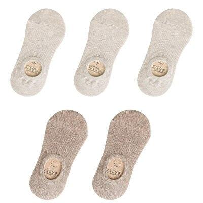 5 Pairs Women Cotton Invisible No show Socks Non-slip Summer Candy Solid Low cut Sock Slipper Fashion Thin Ankle Boat Socks