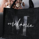 Personalized Black Jute Bag with Initial and Name Bachelorette Party Mother's Day Shopping Bags Teacher Farewell Gift Idea Bag