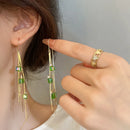 New 2023 Korean Long Red Zircon Ear Line Hang Crystal Dangle Earrings For Women Fashion Party Jewelry Christmas Gift For Girls