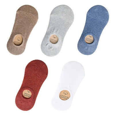 5 Pairs Women Cotton Invisible No show Socks Non-slip Summer Candy Solid Low cut Sock Slipper Fashion Thin Ankle Boat Socks