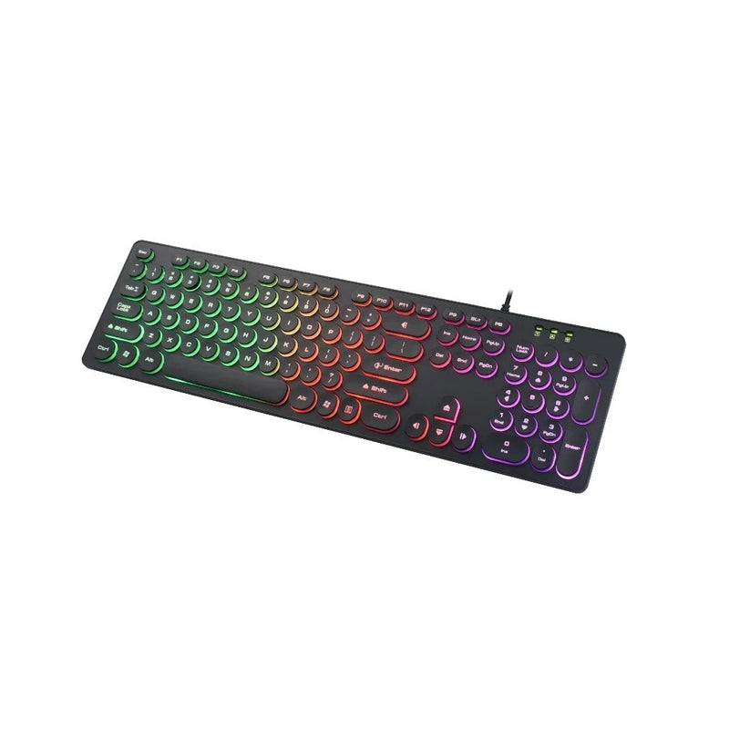Gamer Knup KP-2059 QWERTY ABNT2 Portuguese Brazil Black Light RGB Illuminated USB Ergonomic PC Notebook Game Keyboard