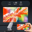 UK Stock White HY300 Smart Projector Android 11.0 H713 Chip WiFi6 Portable Mini Projector 180° Rotatable Bracket 1GB+8GB Home Theater Cinema English Plug 100-240V