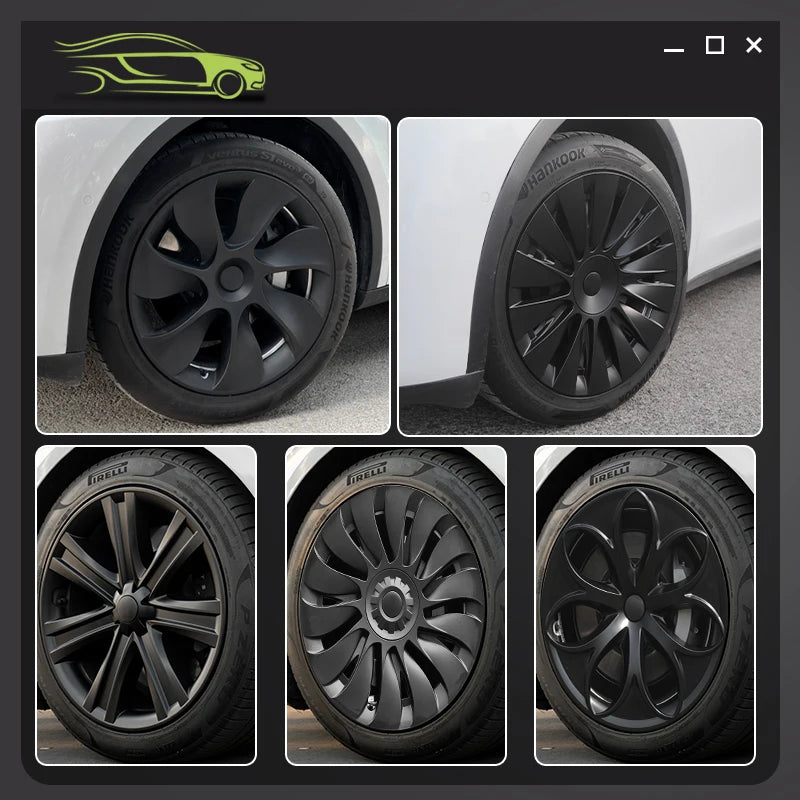 4PCS Hubcap Design for Tesla Model S（2022-2024）/Model Y （2020-2024）19 Inch Wheel Cover Performance Full Rim Hub Cover Accessorie