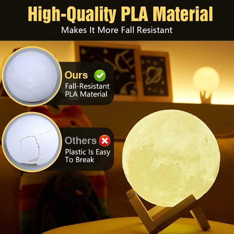 Rodanny 3D Print Moon Lamp Night Light Moonlight Touch Remote Control USB Rechargeable Table Desk Llight For Home