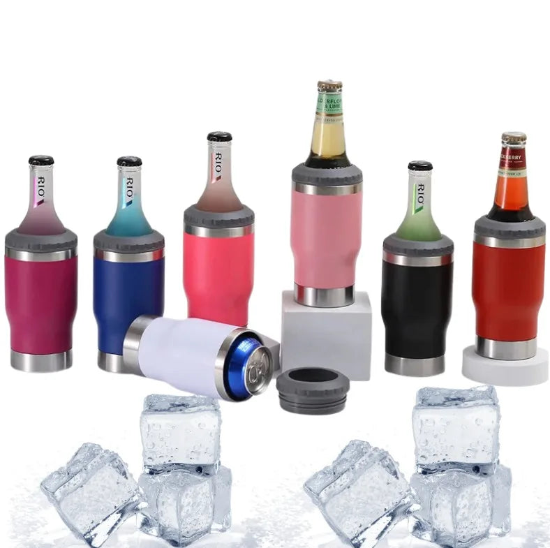 Copo Térmico com 5 opção em 1 (Latinha/Barrigudinha/Long Neck/Lata Alta 400 mL) Com abridor Porta Cerveja Garrafa