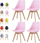 mcc direct Set of 4 Dining Chairs Wooden Legs Soft Cushion Pad Stylish DELUXE Retro Lounge Dining Office EVA
