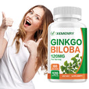 Ginkgo Biloba Capsules - Brain Health, Improving Concentration & Memory, Energy Boost - 120 Capsules