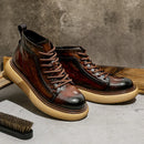 DESAI Mens Winter New Genuine Leather Boots Non-Slip Heels Fashion Men's Work Shoes Outdoor Warm Boots Thick Bottom Gifts