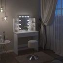 Dresser Dressing Table with LED Mirror 2 Drawers 4 Storage Shelves 90x40x125cm Girls Women Makeup Table Bedroom Vanity Table