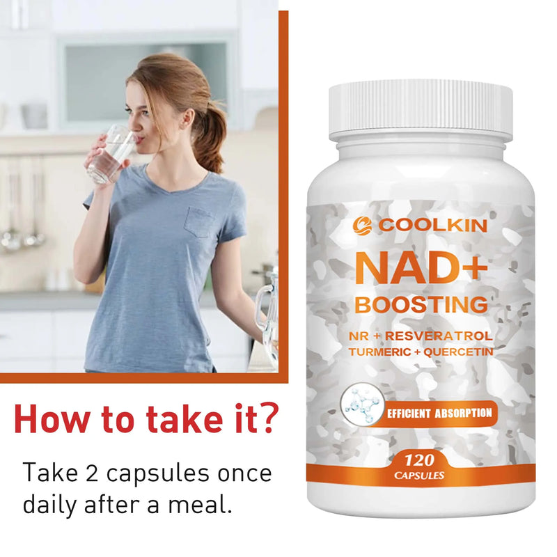 NAD + Boosting - with Trans-resveratrol, Quercetin - Enhance Cell Vitality and Help Cell Repair, Anti-aging - 120 Capsules