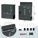 Modern Letterbox Anthracite Postbox with Newspaper Holder Transparent Window Name Tag Lockable Wall Mailbox with 2 Keys