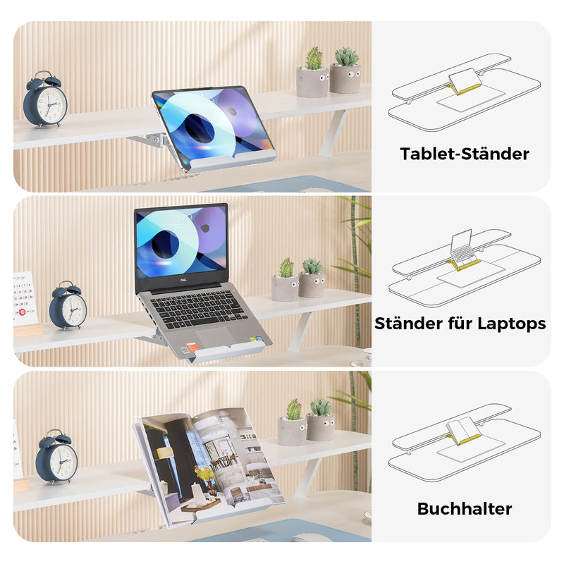 COMHOMA Height Adjustable desk Electric Drawer Monitor stand 3 Height Tablet stand White