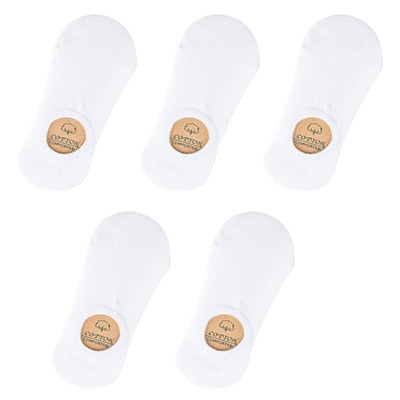 5 Pairs Women Cotton Invisible No show Socks Non-slip Summer Candy Solid Low cut Sock Slipper Fashion Thin Ankle Boat Socks