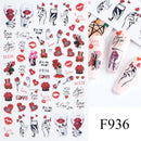 3D Bunny Nail Art Sticker Decals Decorations Easter Egg Design Cute Cartoon Rabbit Flower Nail Stickers Sliders for Manicure