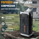POPDEER PD-JA3 5000A 4-in-1 Jump Starter, 150PSI Air Compressor, 12V USB Powerbank with LCD Display, 10L Gas/8L Diesel