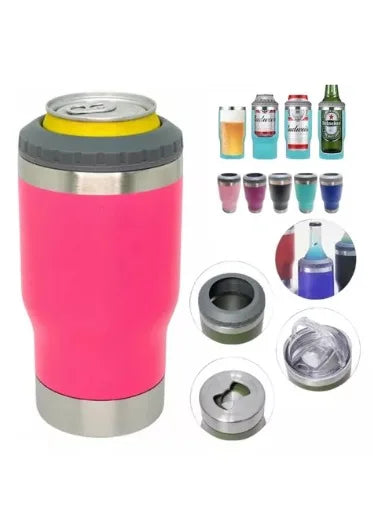 Copo Térmico com 5 opção em 1 (Latinha/Barrigudinha/Long Neck/Lata Alta 400 mL) Com abridor Porta Cerveja Garrafa