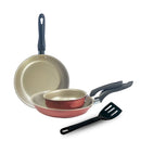 3 Pieces Nonstick Globalflon Teflon Frying Pan Set with French Egg Fries