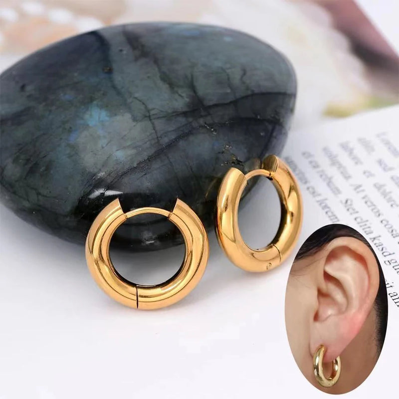 Steel Hoop Earrings For Women Men Stainless Steel Small Gold Color Earring Korea Cartilage Piercing Classic Jewelry Accessories