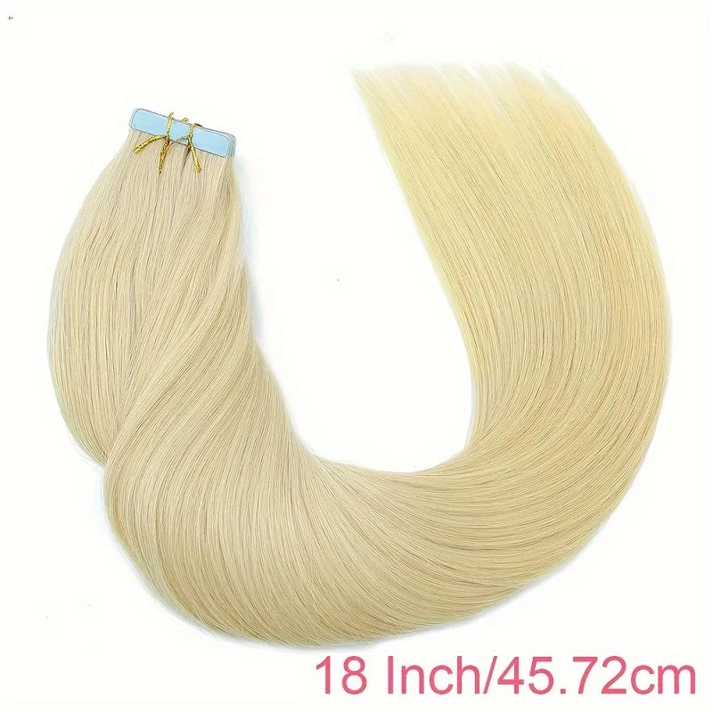 Tape in Hair Extensions Human Hair Bleach Blonde 18Inch Human Hair Extensions Tape in Blonde Tape in Hair Extensions Human Hair