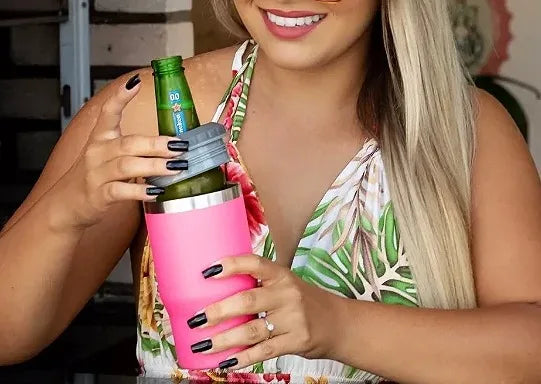 Copo Térmico com 5 opção em 1 (Latinha/Barrigudinha/Long Neck/Lata Alta 400 mL) Com abridor Porta Cerveja Garrafa