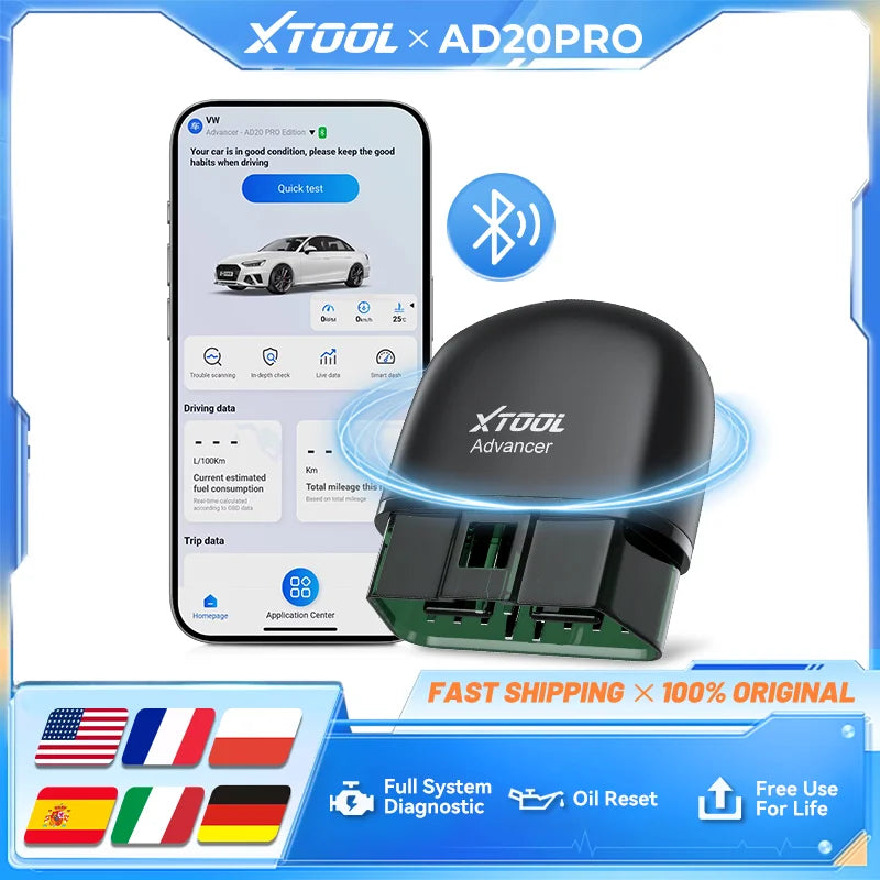 XTOOL AD20PRO OBD2 Scanner Check Engine Light IOS & Android Car Diagnostic Tool Battery Test Code Reader Lifetime Free Update