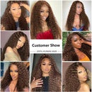 Curly wigs Transparent Lace Front Wig Chocolate Brown 13x4 Lace Frontal Human Hair Wig Brazilian Deep Wave For Women Pre Plucked