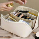 Women's Necessaire Bag for Makeup and Cosmetics Leather Large Capacity Portable Travel Bag