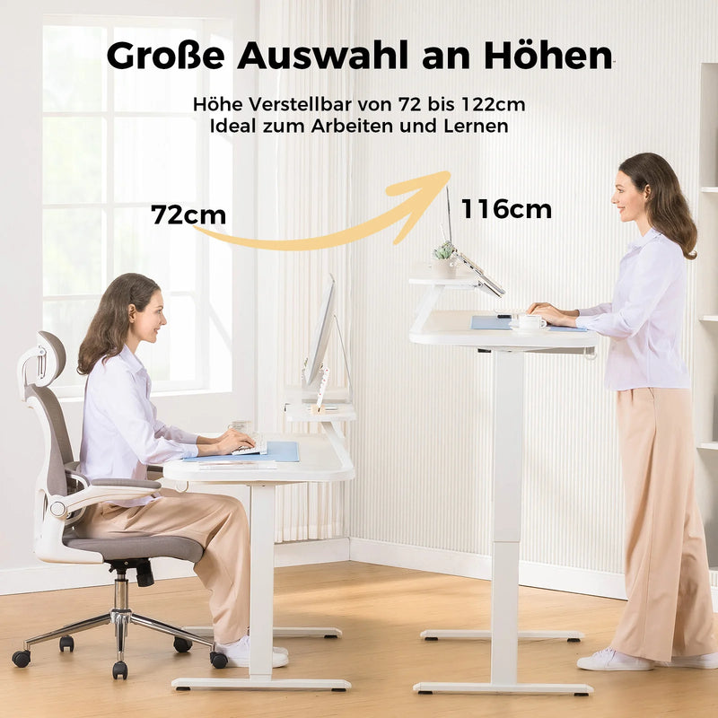 COMHOMA Height Adjustable desk Electric Drawer Monitor stand 3 Height Tablet stand White