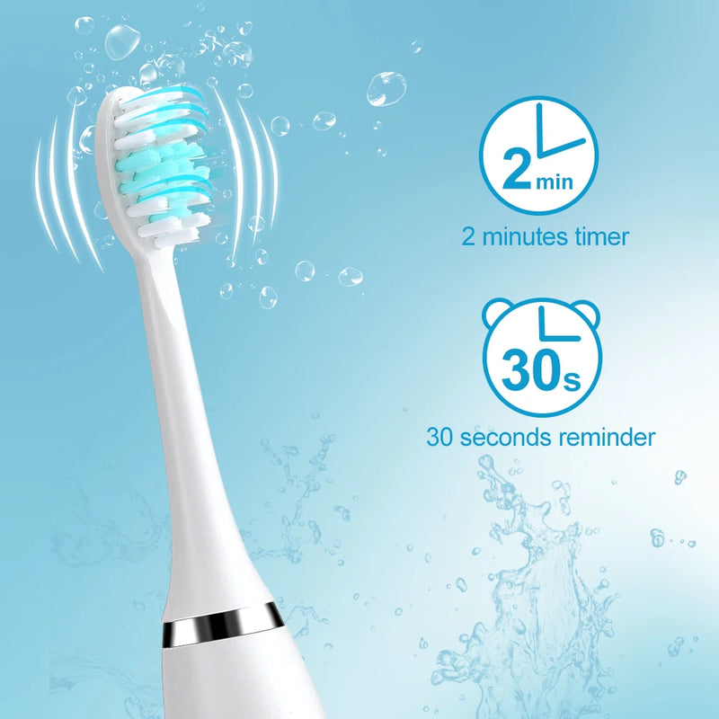 Electric Toothbrush Whitening Ultrasonic Vibration Waterproof Oral Caring Replacement Tooth Brush Heads USB Rechargeable