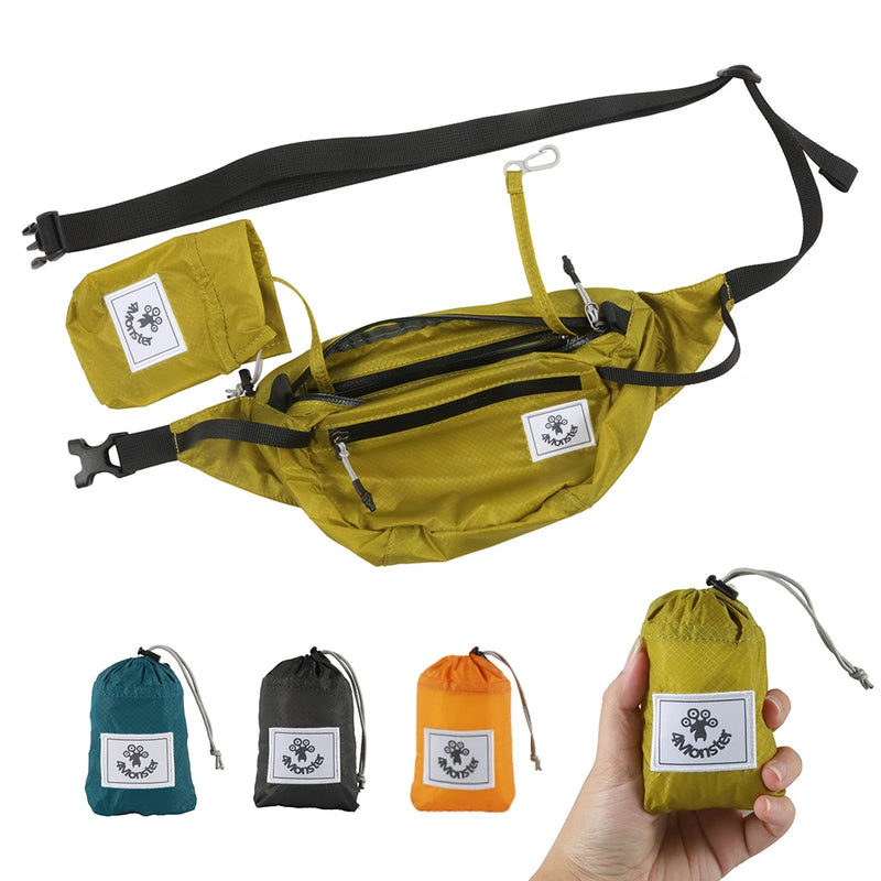 2L Hiking Waist Packs Lightweight  Portable Mini bag with Multi-Pockets Adjustable Belts，