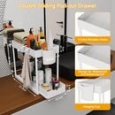 2Pcs 2-Tier Sliding Cabinet Organizer, Pull-Out Under Sink Rack, Double-Layer Storage Shelf for Kitchen & Bathroom