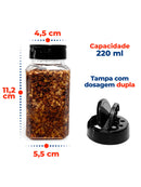 220ml Plastic Pots Seasoning and Spices Double Dizing Lid 6 Un