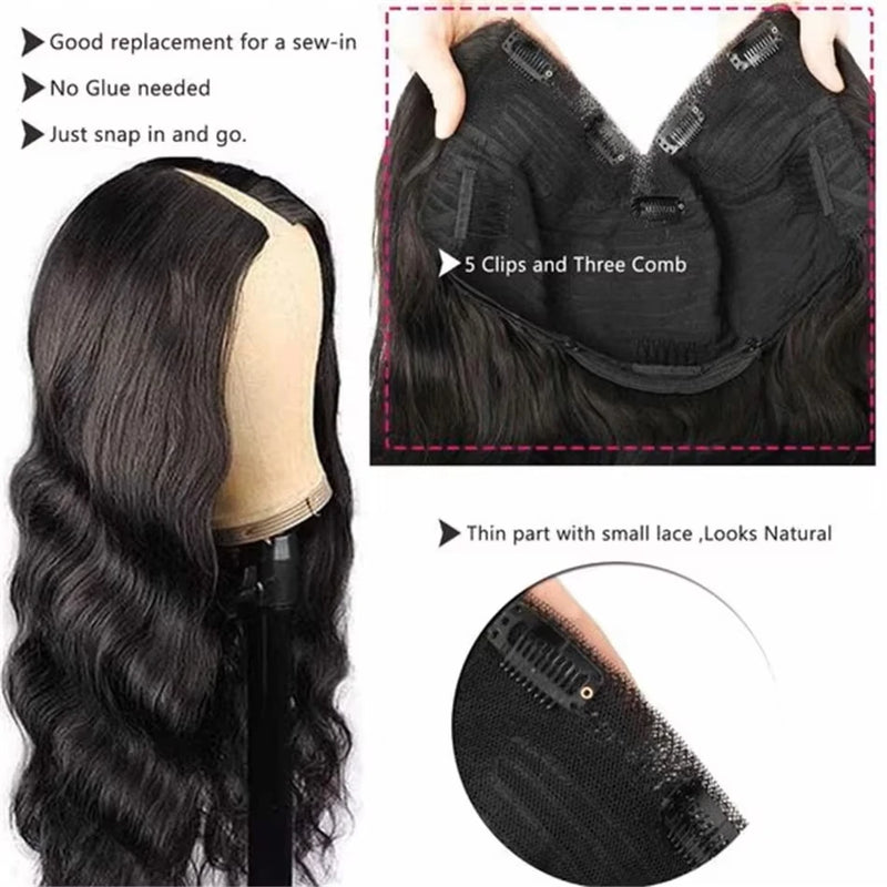 30 Inch Body Wave V Part Wig Human Hair Wigs 100 Human Hair For Women 180 Density Remy Hair Natural Color Human Hair Wigs