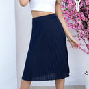 Women's Fashion Pleated Evangelica Elegant High Waist Midi Skirt With Lining Same Skirt Fabric