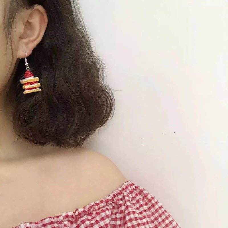 New Fashion Strawberry Cake Earrings For Women Resin Handmade Cute Watermelon Lemon Drop Earring Girl Birthday Ear Jewelry Gifts
