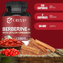 Berberine + Ceylon Cinnamon - Promotes Metabolism, Helps Cardiovascular and Gastrointestinal Health, Antioxidant - 120 Capsules