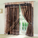 The Rustic Barn | 2-Pack Vintage Wood-Grain Print Curtain Panels, Farmhouse Window Drapes