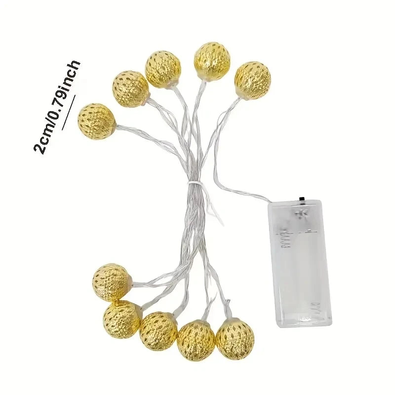 1PC 1.5M/3M/6M Moroccan Ball String Light Battery Box Christmas Decoration Fairy Lights Christmas Tree Hanging Lamp