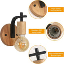 2 Pack Indoor Wall Lights ,Vintage Wood Wall Sconces Lights,E27 Industrial Black Wall Lamp for Hallway,Stairs(Without Bulb)
