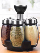 Spice Rack 6 Glass Jars Rotating Condiment Organizer
