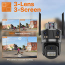 WIFI IP Camera 6K HD Outdoor Three Screen PTZ Camera Wireless 4K 8MP AI Human Detection Waterpoor Video Security Camera iCSee